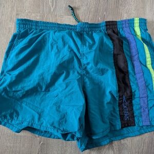 Speedo Teal Swim Trunks with Contrast Stripes